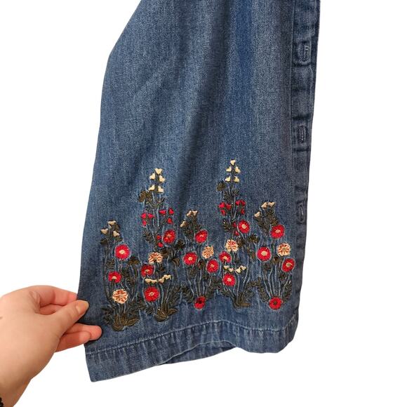 Cabin Creek Blue Floral Embroidered Short Sleeve Y2K Retro Denim Shirt Size 1X - Picture 4 of 9